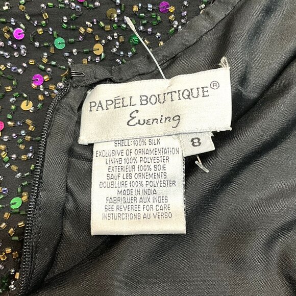 Pappel Boutique Evening Silk Beaded Sequin Dress -Size 8 - Picture 3 of 5